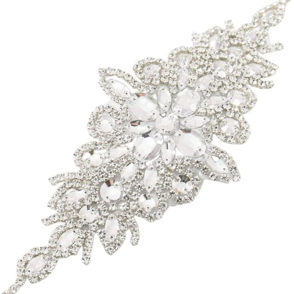 Wedding Rhinestone Applique Glitter Dress Belts Beaded Bridal Sash Wedding Belt